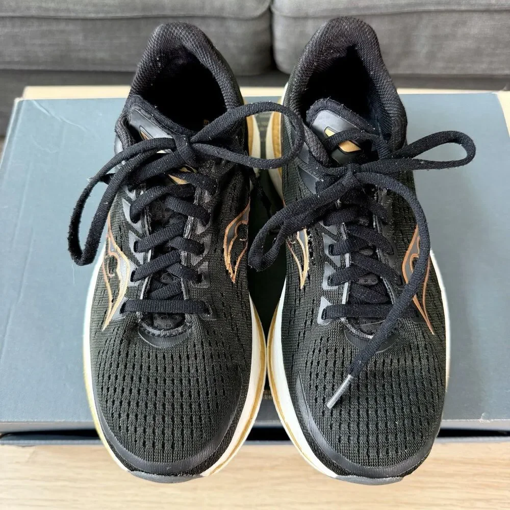 Saucony Endorphin Speed 3 Black Goldstruck Running Shoes Women's Size 7.5